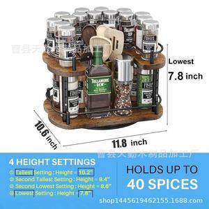 Wooden kitchen storage <b>rack</b>, double-layer <b>rotating</b> <b>spice</b> jar storage <b>rack</b>, multi-functional countertop <b>spice</b> storage <b>rack</b> - Product Image 5