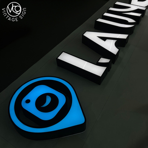 Lettres en relief 3D personnalisées éclairées par LED avec logo <span class=keywords><strong>de</strong></span> localisation, enseigne lumineuse pour l'enseigne <span class=keywords><strong>de</strong></span> l'entreprise <span class=keywords><strong>de</strong></span> blanchisserie - Product Image 4