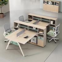 Combinazione Scrivania e Sedia da Ufficio, Postazione di Lavoro Semplice per Personale, Scrivania per Computer con Struttura in Acciaio e Armadietto, Scrivania Moderna per Ufficio