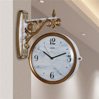 Horloge murale silencieuse à quartz double face en ABS de style Art déco pour chambre à coucher