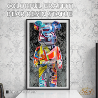 Conris Figurine d'ours européen colorée, artistique et mignonne, en résine peinte à la main, décoration de vacances, cadeau, origine CN/FUJ, modèle Water