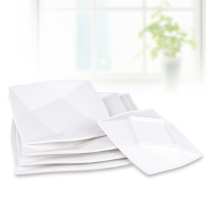 ชุดจานเมลามีนทรงสี่เหลี่ยม สีขาวล้วน สำหรับโรงแรม งานเลี้ยง อาหารตะวันตก - Product Image 1