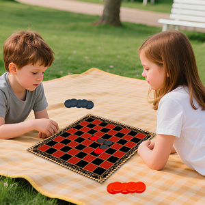Juego de <span class=keywords><strong>Damas</strong></span> Plegable 2 en 1, Portátil, Grande, para Interior y Exterior, en Negro y Rojo, Venta al Por Mayor - Product Image 6