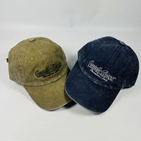 Venta al por mayor de algodón lavado Vintage sombreros de papá en blanco carta personalizada frente después del bordado Logo 6 paneles gorras de béisbol lisas