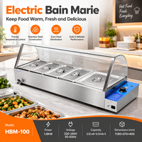 Bain-marie électrique commercial pour soupe avec couvercle en verre incurvé et armoire de maintien au chaud
