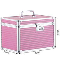Argent Rétro Chic Maquillage Sac Grand Espace Multi-Couches Maquillage Boîte Voyage Cosmétiques Organisateur avec Mot de Passe Serrure Femmes 25x20x20cm