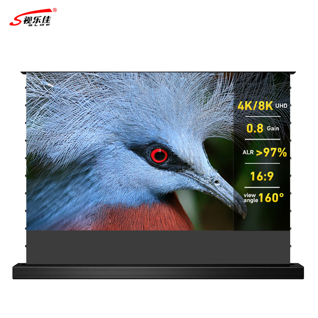 Top Quality 72 Inch Electric Tension Floor Screen for UST ALR Laser Projector Ultra Short Throw Projection Screen