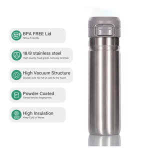 Großhandel Isolierte Edelstahl Wasser flasche Benutzer definiertes Logo Auslaufs ichere Sport Quick Flip <span class=keywords><strong>GO</strong></span> Wasser flasche mit Druckknopf deckel - Product Image 4