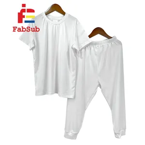 ملابس نوم للأطفال الرضع قابلة للطباعة مخصصة قمصان قصيرة الأكمام بناطيل بوليستر طقم ملابس نوم قمصان التسامي فارغة