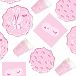 Juego de Platos y Servilletas de Papel para Fiesta de Pijamas DAMAI, Artículos para Fiesta de Pijamas, Vajilla para Fiesta de Pijamas Rosas para Niñas, Sirve para 8 Personas - Product Image 5