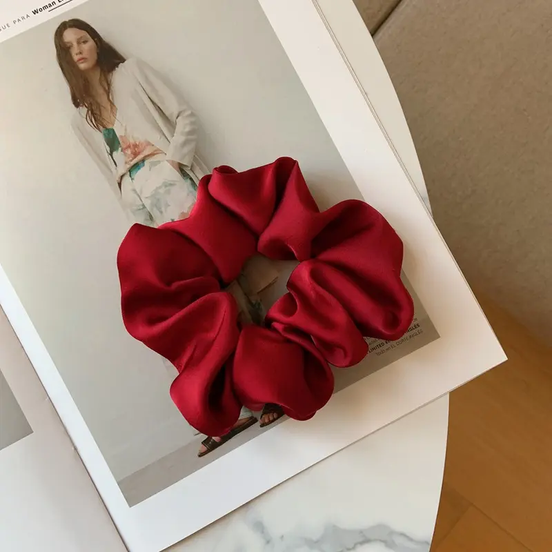 Fashion Solid Color Silk Scrunchie Women Accessories Silk Elastic Hair Band Hair Ties Girls Hairband Wholesale