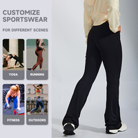 JIEJIN-Pantalon de yoga en nylon noir à taille haute pour jeunes femmes, leggings évasés avec scrunch