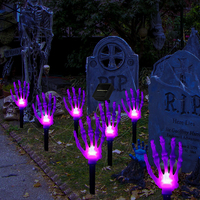 Guirlande lumineuse solaire Halloween F5 à piquet, 8 LED, fantôme, crâne, squelette, étanche IP44, pour décoration extérieure de jardin, OEM ODM