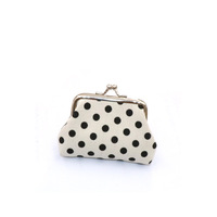 Tas Jepit Vintage 3-inci Model Baru, Dompet Koin Lucu Motif Polkadot Kanvas, Dompet Kecil Ready Stock Grosir