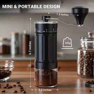 40 Levels Adjusted Pour Over Travelling Classic Glass Coffee Mill Hand Crank Portable Manual Coffee <b>Grinder</b> with Glass Base - Product Image 3