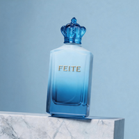 Flacon de parfum en verre de luxe personnalisé avec logo, 100 ml, vide, transparent, avec bouchon à vis coloré