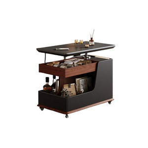 Aoga Furniture Adjustable Height <b>Coffee</b> <b>Table</b> With Storage Drawer Movable Trolley Living Room Side <b>Table</b> Multifunctional Stone - Product Image 1