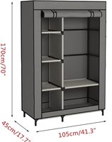 Armoire Portable en Tissu avec 6 Étagères et Tringle de Suspension – Organisateur de Chambre Moderne