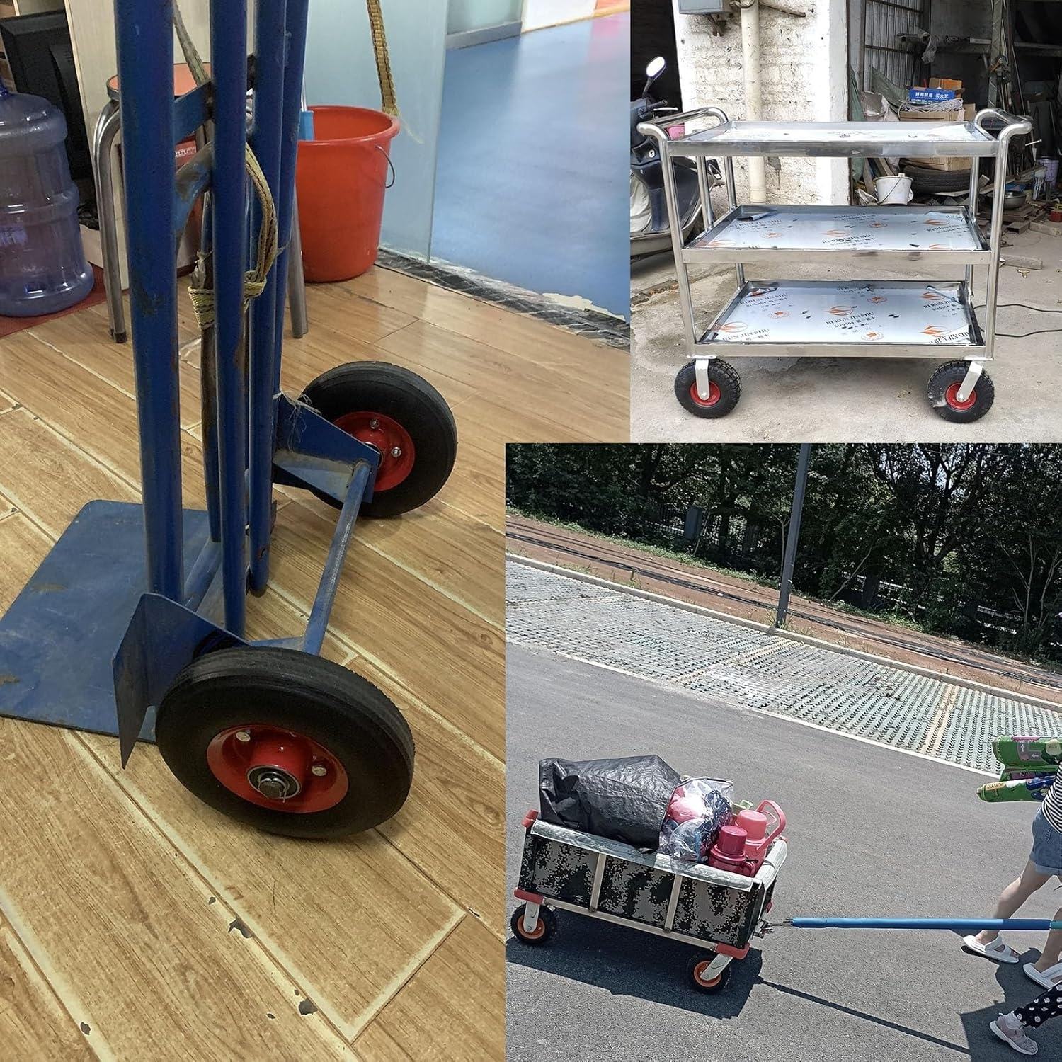 Factory Price Heavy Duty 10inch Stainless Steel Swivel Caster Brake 10inch Rubber Wheel for Hand Trolley Gear Dolly Wagon