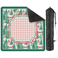 Tapis de mahjong américain imprimé cabane de Noël, antidérapant, imperméable, insonorisant, carré, avec sac de rangement