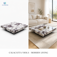 Table basse en marbre Luca Calacatta Viola |   Socle carré en marbre naturel de qualité supérieure pour salon, hôtel, villa, taille personnalisée, OEM