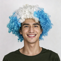 Perruque afro bouclée couleur drapeau, en soie basse température, densité 180%, accessoires amusants pour la célébration des supporters de la Coupe d'Europe de football