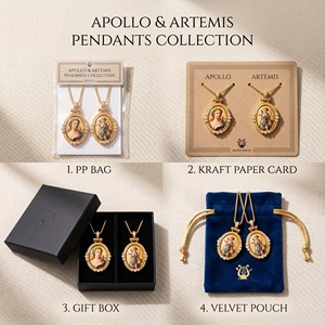 Colgantes Sol y Luna Apolo Artemisa <span class=keywords><strong>de</strong></span> Latón Bañado en Oro con Esmalte Pintado a Mano y Circones, Collar <span class=keywords><strong>de</strong></span> Pareja, Joyería a Juego, Proveedor - Product Image 4