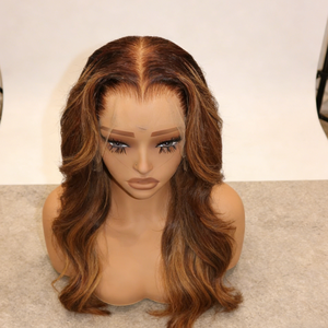 Perruques en <span class=keywords><strong>cheveux</strong></span> humains vierges en gros, perruques ondulées ombrées marron miel pour femmes noires, perruque Lace Front pas chère - Product Image 4