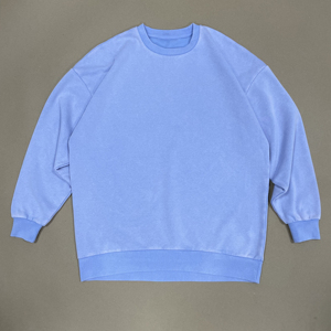 เสื้อคอกลมโอเวอร์ไซส์ผู้ชายผ้าฟลีซคุณภาพสูงแบบย้อมสีพื้น ล้างสีแบบแอซิดวอช ปักโลโก้ตามสั่งขายส่ง เป็นมิตรกับสิ่งแวดล้อม เหมาะสำหรับฤดูใบไม้ร่วง - Product Image 2