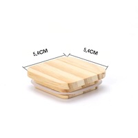 Couvercles carrés en bois de pin et bambou de 6 cm avec anneau en caoutchouc pour bocaux et fabrication de bougies, sécurité enfant, vente en gros