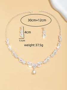 Elegante Juego de Collar y Pendientes de Pedrería de Alta Calidad, Glamour Nupcial Moderno con Material Principal de Aleación - Product Image 6