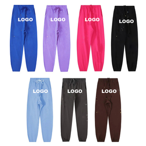 Großhandel Schwergewichtige Jogginghose mit Eigenem Logo, Mittlerer Bund, Flach, mit Kordelzug, Puff-Druck, Lässige Baumwoll-Hip-Hop-<span class=keywords><strong>Sweatpants</strong></span>, Herren-Sporthose - Product Image 1