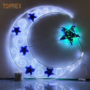 Para Toprex gran oferta impermeable LED Luna estrella motivo luces 2D 3D grandes decoraciones para Eid Mubarak Ramadan IP65 Metal al aire libre Ramad - Product Image 6
