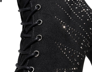 Venta caliente cuero negro genuino zapatos de baile de alta calidad para fiesta ropa de calle moda señora encantadoras botas de tacón alto - Product Image 4