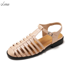 <span class=keywords><strong>Sandali</strong></span> Romani Donna 2026 Retrò Estivi con Punta Chiusa, Cinturino Intrecciato a Mano e Fori, in Pelle PU Piatta con Fibbia <span class=keywords><strong>alla</strong></span> Caviglia - Product Image 6