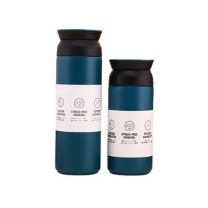 Thermos personnalisé de style japonais 350 ml 500 ml, cadeau d'affaires, en acier inoxydable 304, tasse à café portable avec couvercle plat, tasse cadeau - Product Image 1