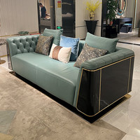 Ensemble de canapés en cuir de style italien postmoderne, luxe léger, design personnalisable, aucun assemblage requis pour les grands salons