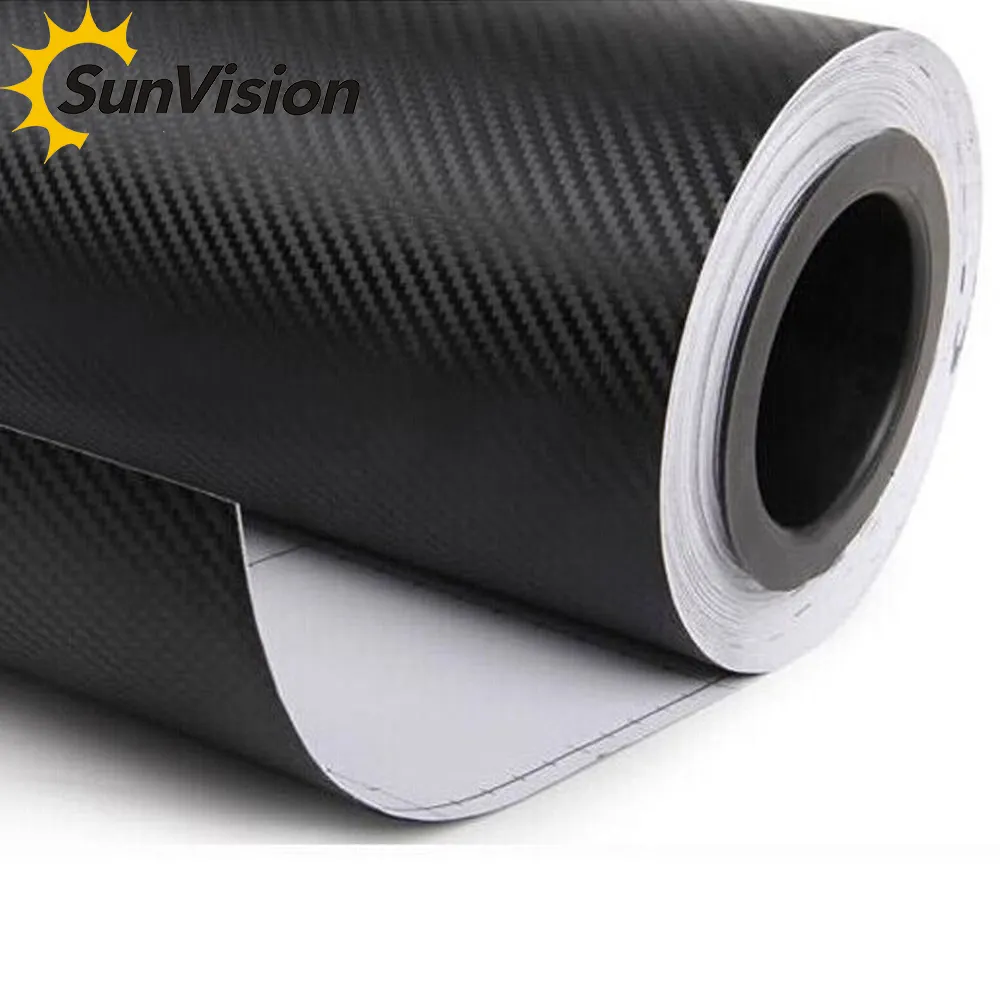 Selbstklebende air release auto wrap 3D carbon fiber car wrap vinyl film mit schwarz farbe