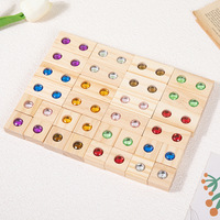 50 Bloques de Madera con Gemas Acrílicas, Juguete de Construcción de Castillos para el Aprendizaje Temprano de los Niños, Juego Educativo Interactivo para Padres e Hijos