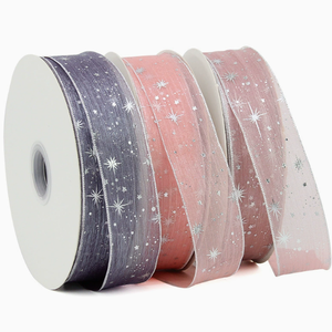 <b>Large</b> size 4cm silver stamp star-shaped ribbon hair accessory ribbon for flower ribbon ribbon DIY <b>gift</b> <b>box</b> packaging bow ribbon - Product Image 1