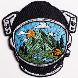Irregular Shape Embroidered <b>Patch</b> With Mountain Landscape Design <b>Sew</b>-<b>On</b> Fabric Applique For Gifts - Product Image 1