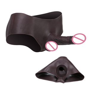 Funda de silicona líquida para pene con dildo integrado, ropa interior hueca para uso adulto masculino - Product Image 1