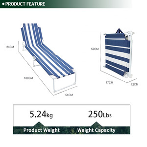 3 Position Adjustable Steel <strong>Tube</strong> Folding Reclining Sun Bed Aluminium Beach Lounge Beach Bed - Product Image 5
