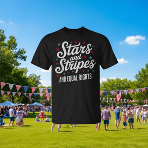 T-shirt Stars And Stripes Equal Rights per adulti, unisex, girocollo, manica corta, design patriottico - Product Image 3