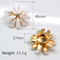Penutup Kancing Pakaian JFRB213 dari Paduan Seng, Gaya Bunga Segar, Kelopak Putih Berlapis Kristal Rhinestone, untuk Cuci Kering