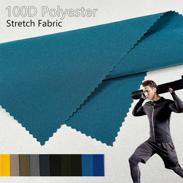 RTS Wholesale High Density Textile Fabrics Breathable Polyester Fabric 100D 4 Way Stretch Fabric for Sportswear