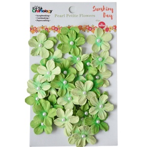 ดอกไม้กระดาษหม่อนขนาดเล็กตกแต่ง22มม. พร้อมดอกมุกสำหรับทำบัตร - Product Image 2