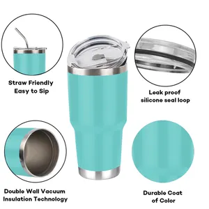 30oz Stainless Steel Cups Insulated Vacuum Tumbler Glasses With Straw And Lids
