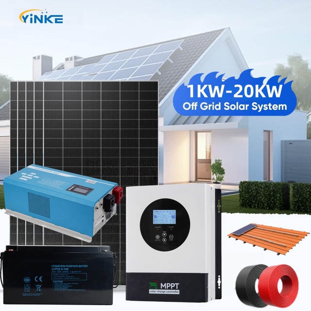 High Quality Off-grid Solar Power System 10KW-20KW Complete 600W Monocrystalline Panels MPPT Hybrid Storage Lithium-Ion Battery