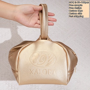 Promotion Pu Leather Shopping Handle <b>Bag</b> With Zipper Custom Logo Printed <b>Makeup</b> Cosmetic Handle Waterproof Leather <b>Bag</b> - Product Image 4